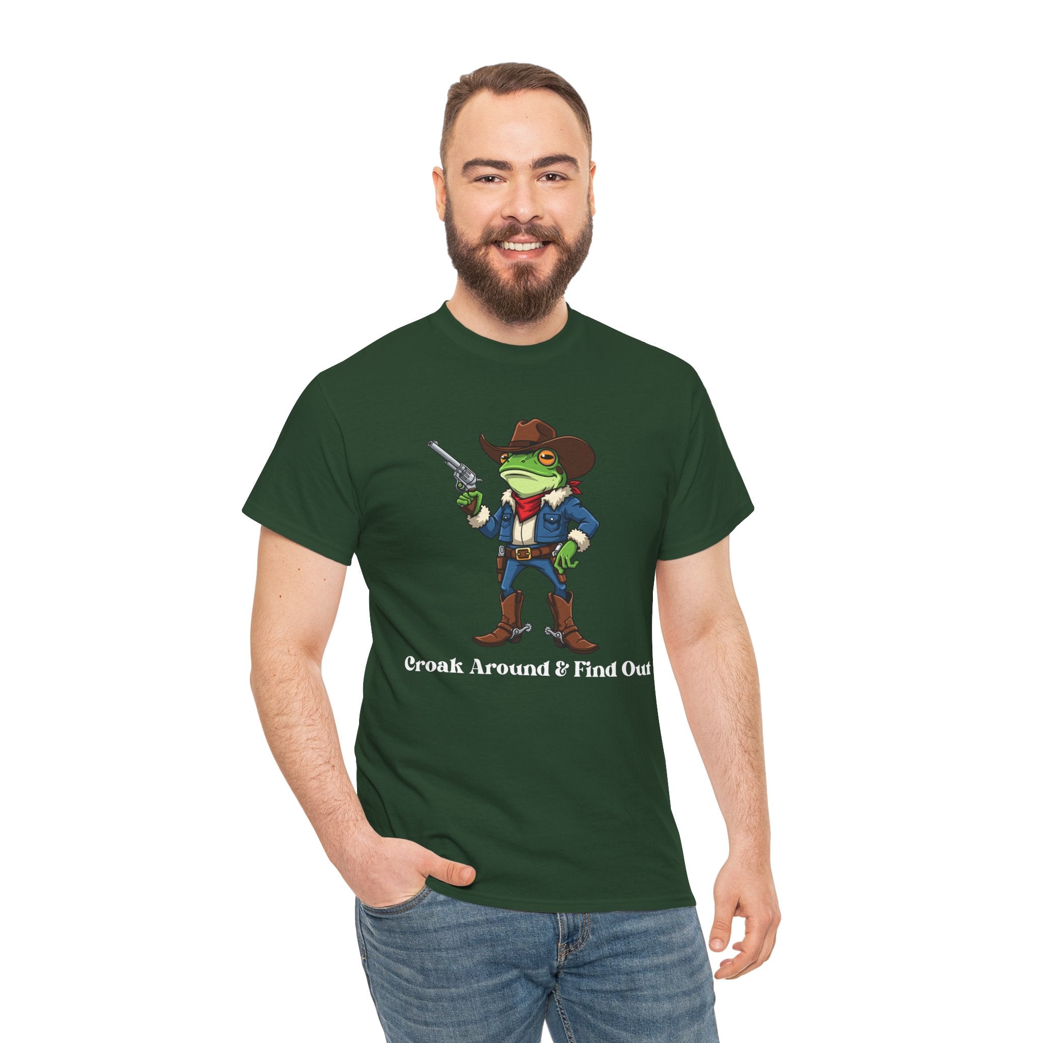 Cowboy Frog T-Shirt - "Croak Around & Find Out" Funny Western Graphic Tee