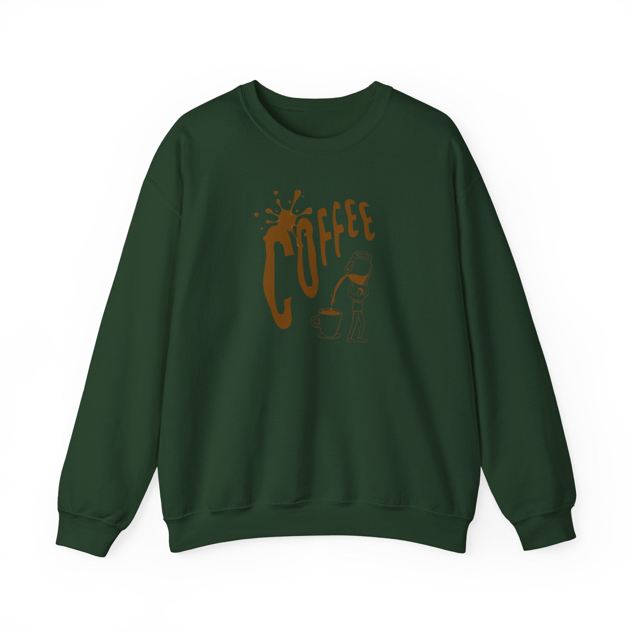 Coffee Lover Crewneck Sweatshirt — Retro Brown Coffee Graphic