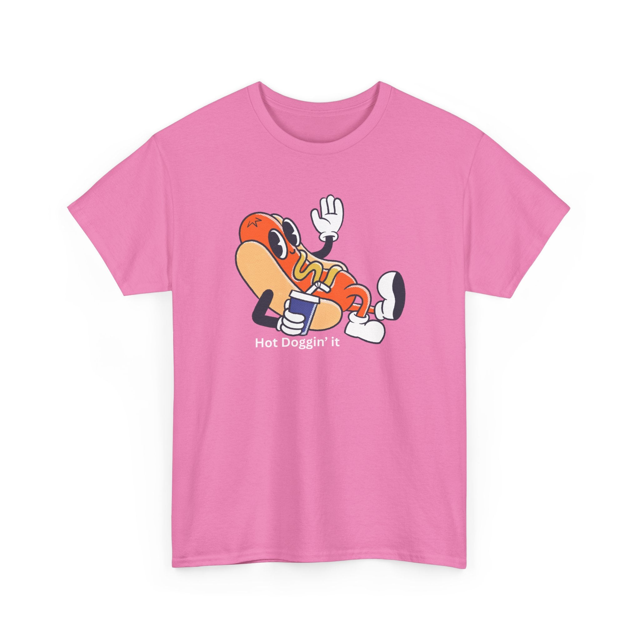 Hot Dog Character T‑Shirt – Retro Cartoon Dancing Sausage Tee