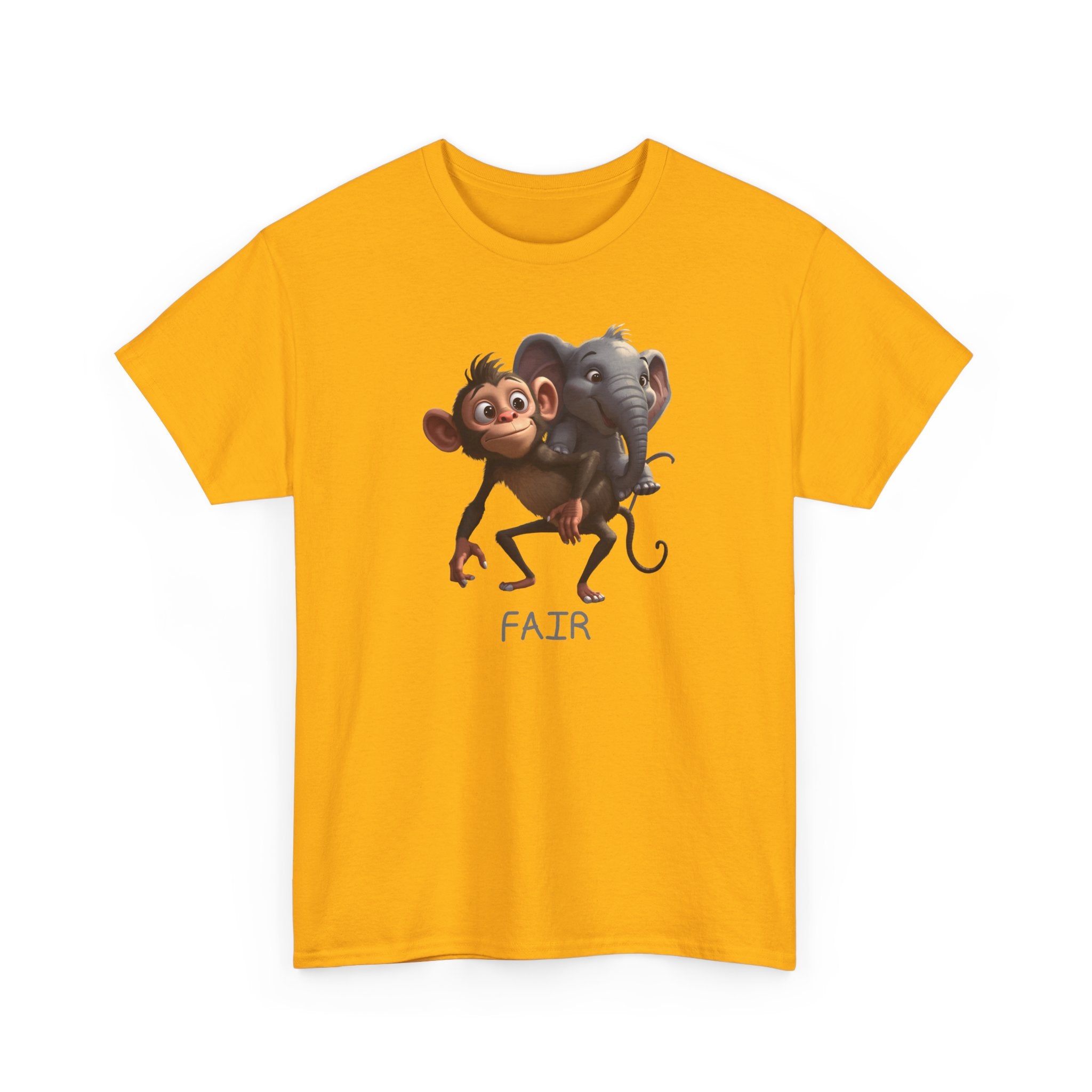 Monkey and Elephant 'Fair' Graphic Tee — Cute Animal Friendship T-Shirt