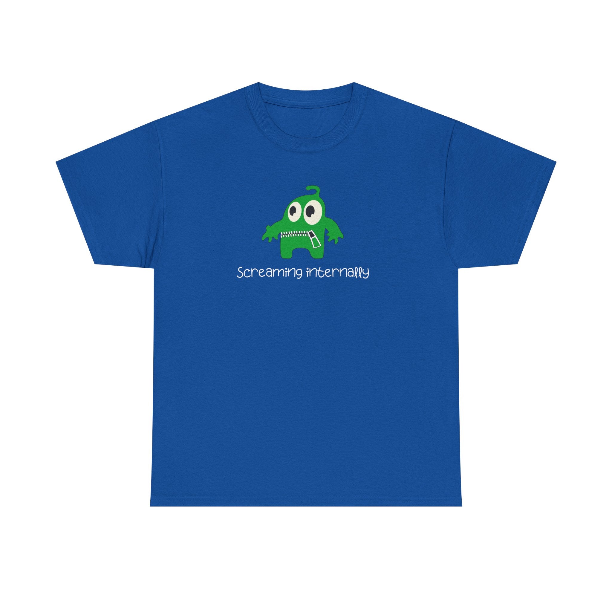 Screaming Internally Tee — Cute Green Monster Graphic Shirt