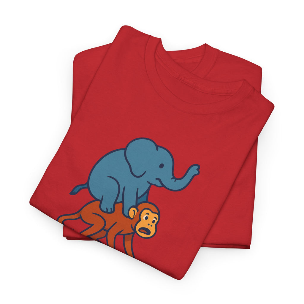 Funny Elephant Riding Monkey T-Shirt — "Send Help" Graphic Tee