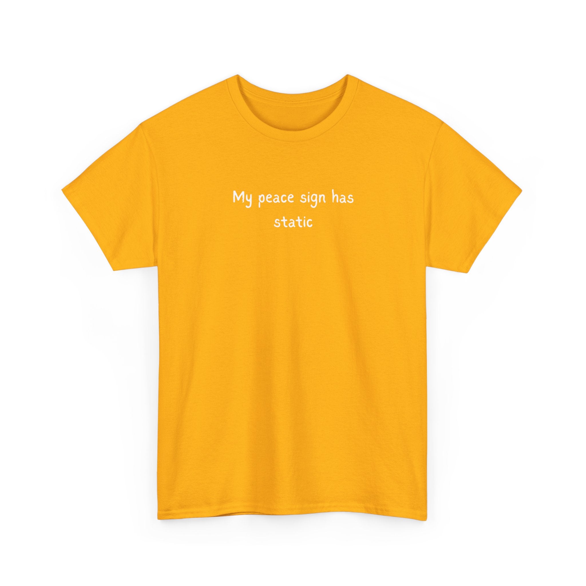 Graphic Tee — “My peace sign has static” Minimalist Black T-Shirt