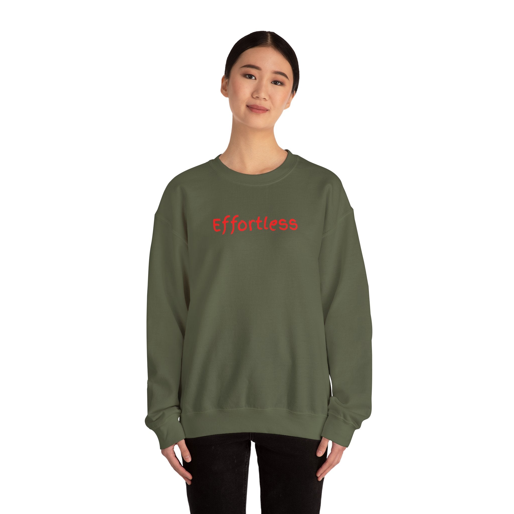 Effortless Crewneck Sweatshirt — Minimal Red Script Comfort Pullover