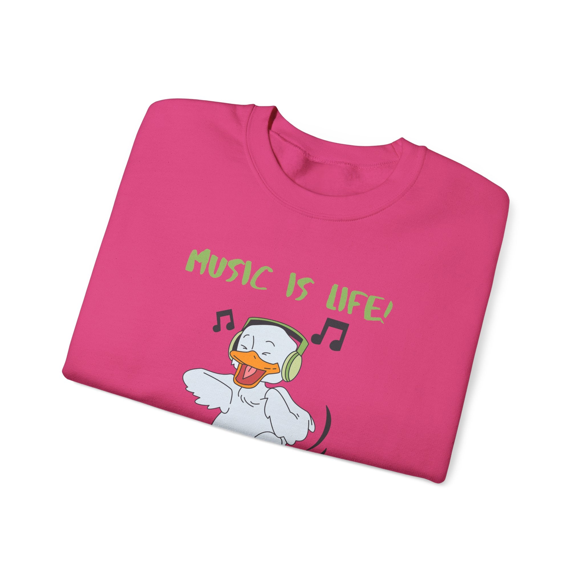 Music Is Life Duck Crewneck Sweatshirt – Cute DJ Duck Graphic Pullover