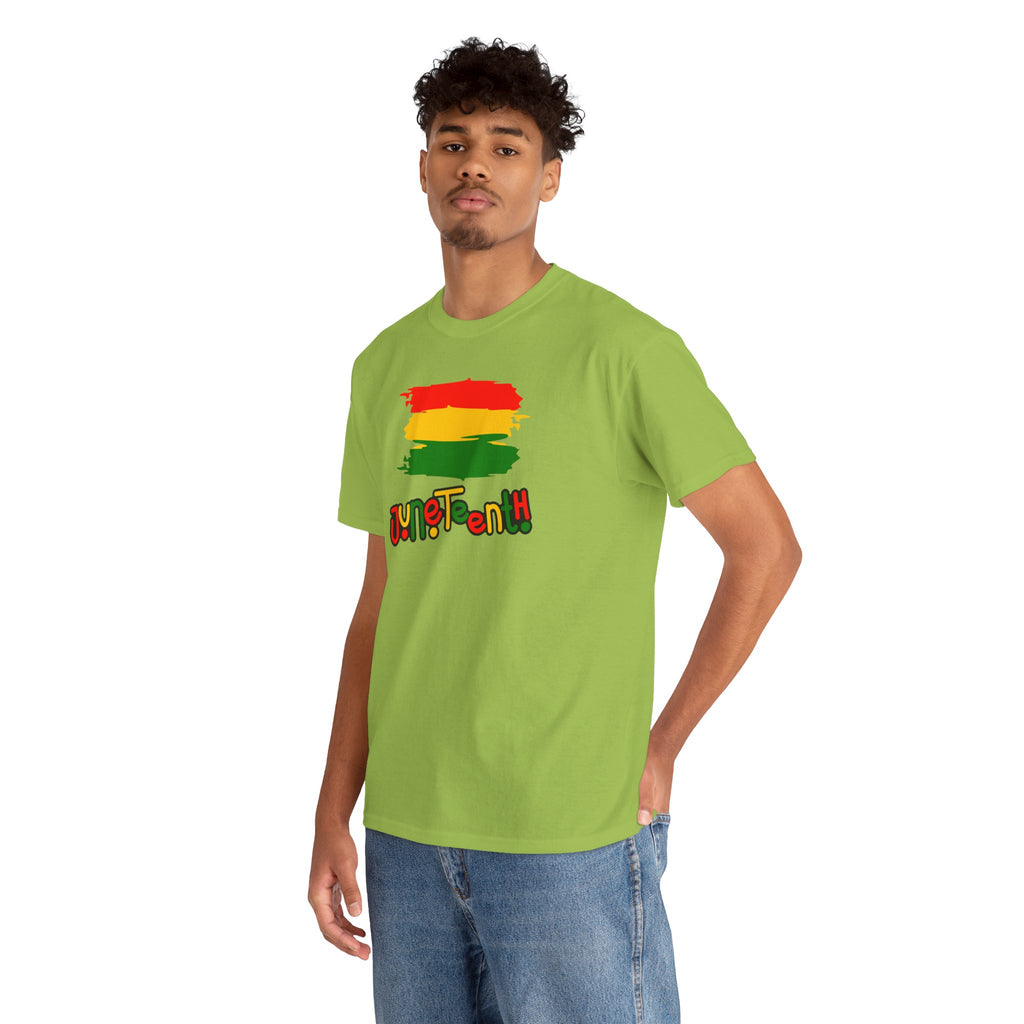 Juneteenth Graphic Tee — Rasta Flag Brushstroke Design