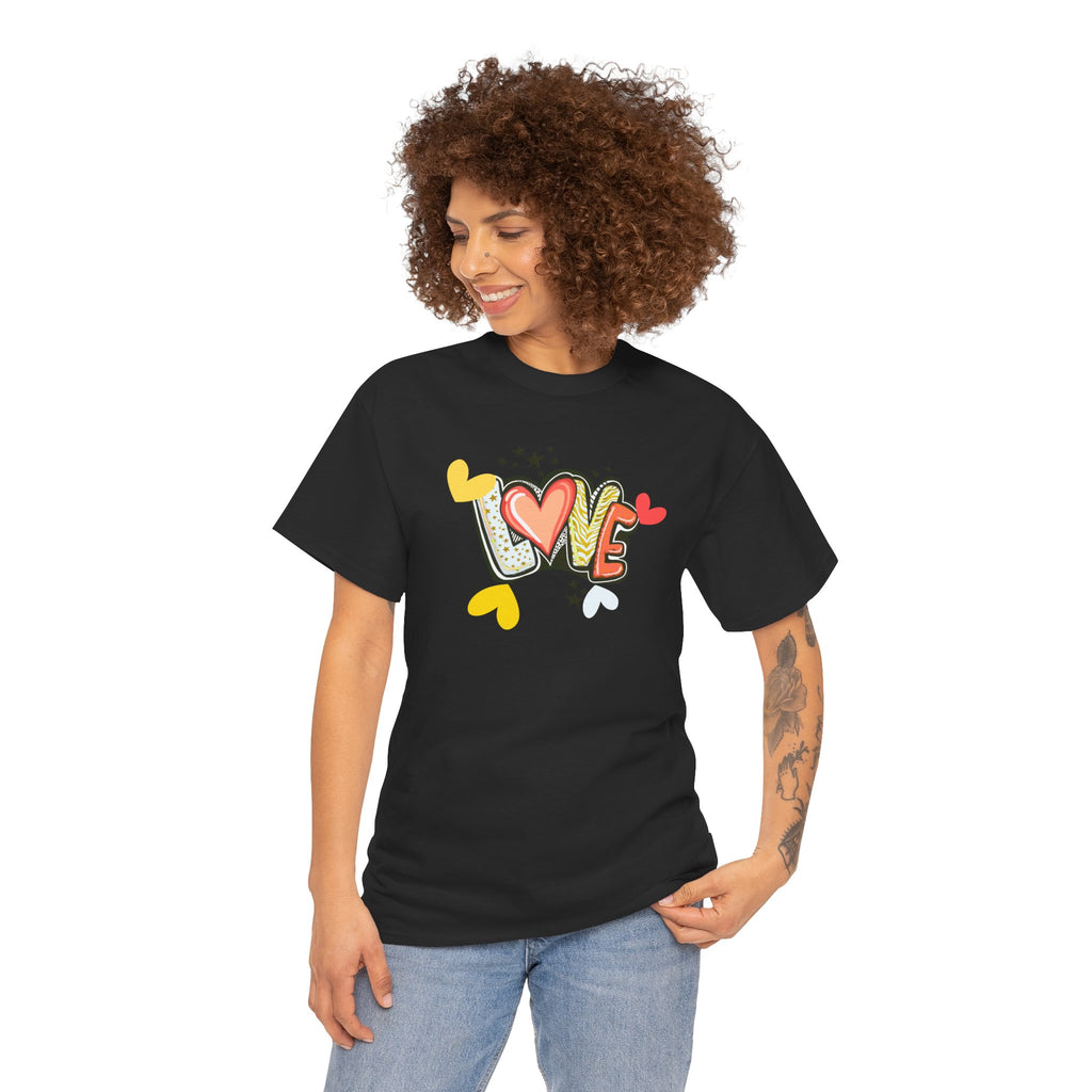Love Heart Graphic Tee — Retro Doodle "LOVE" Design