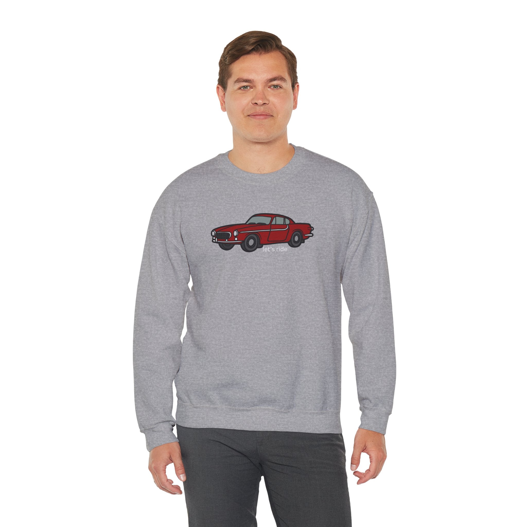 Classic Red Muscle Car Sweatshirt — “let’s ride” Crewneck