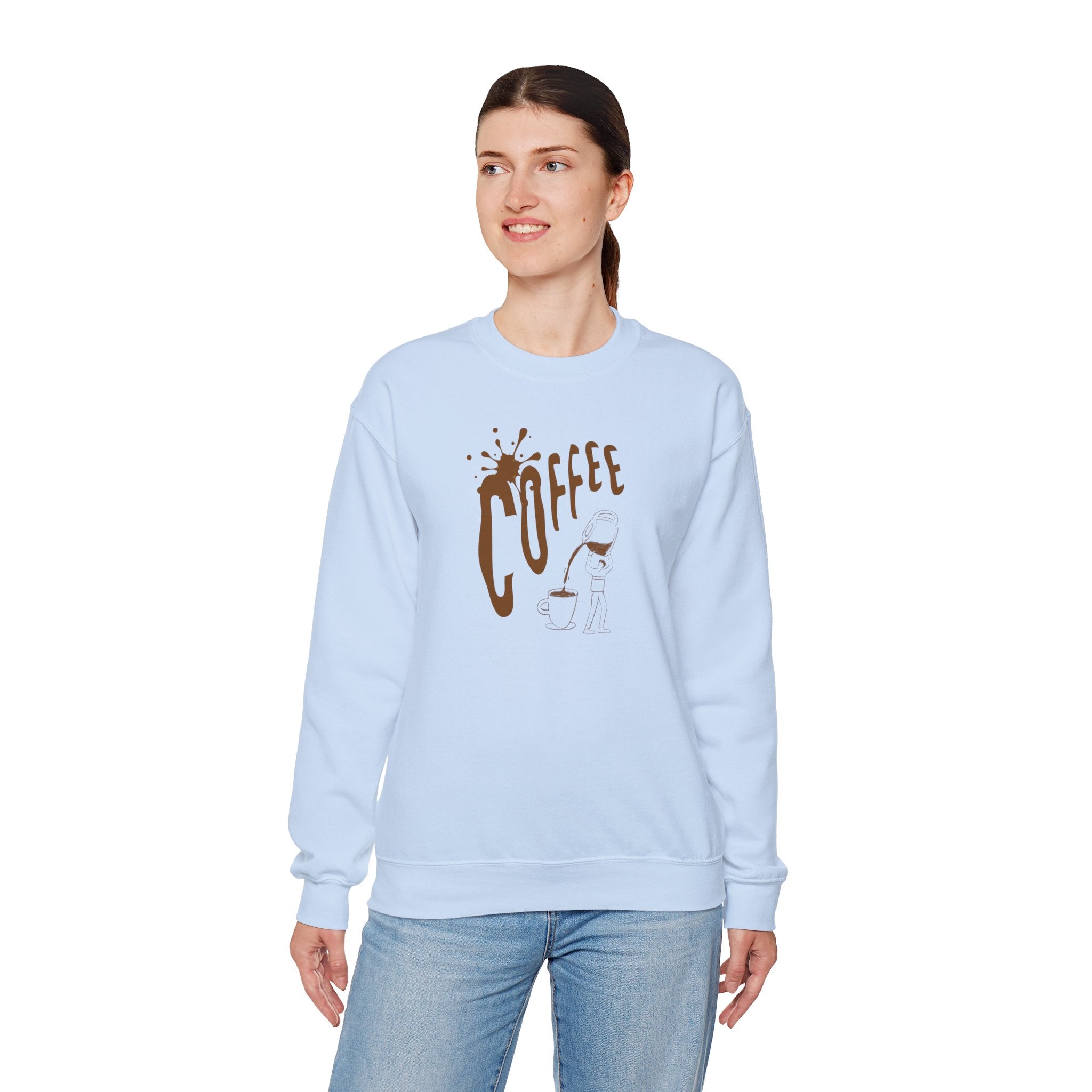Coffee Lover Crewneck Sweatshirt — Retro Brown Coffee Graphic
