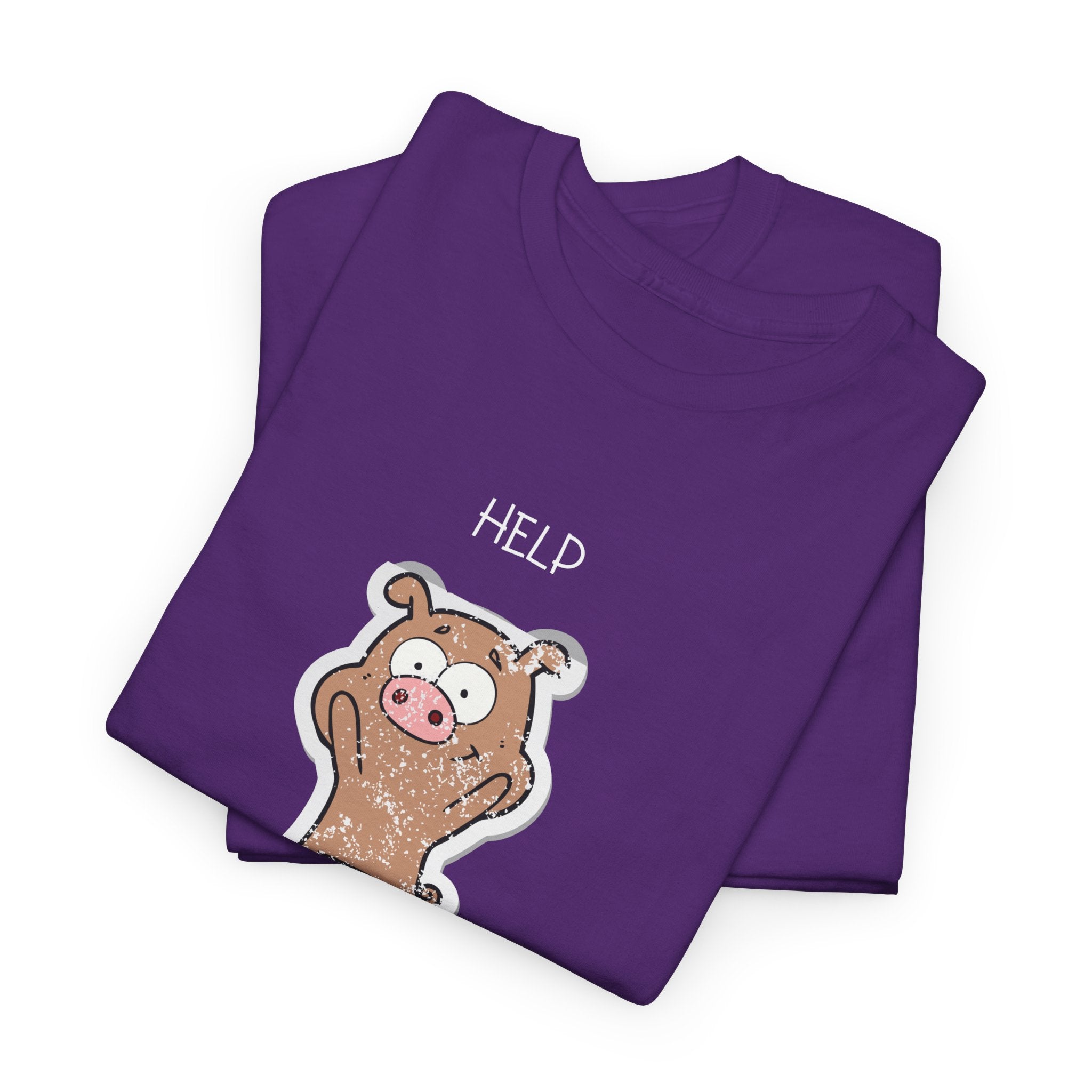 Help Pig Graphic Tee — Cute Distressed Pig Cartoon T-Shirt