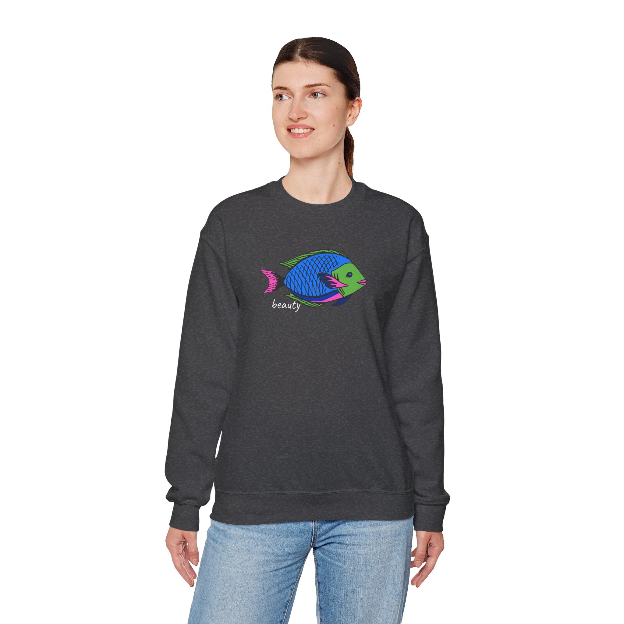 Fish Graphic Sweatshirt — Neon Tropical Fish 'beauty' Crewneck