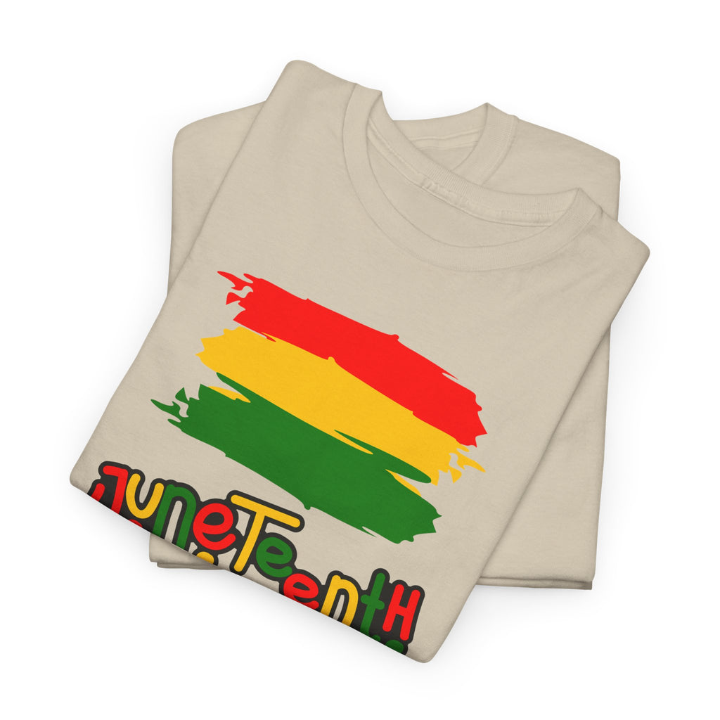Juneteenth Graphic Tee — Rasta Flag Brushstroke Design