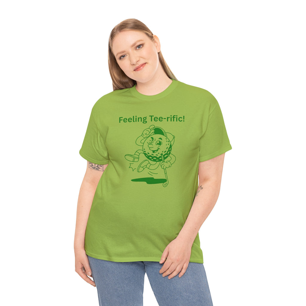 Golf Tee T-Shirt — "Feeling Tee-rific!" Vintage Golf Character Shirt