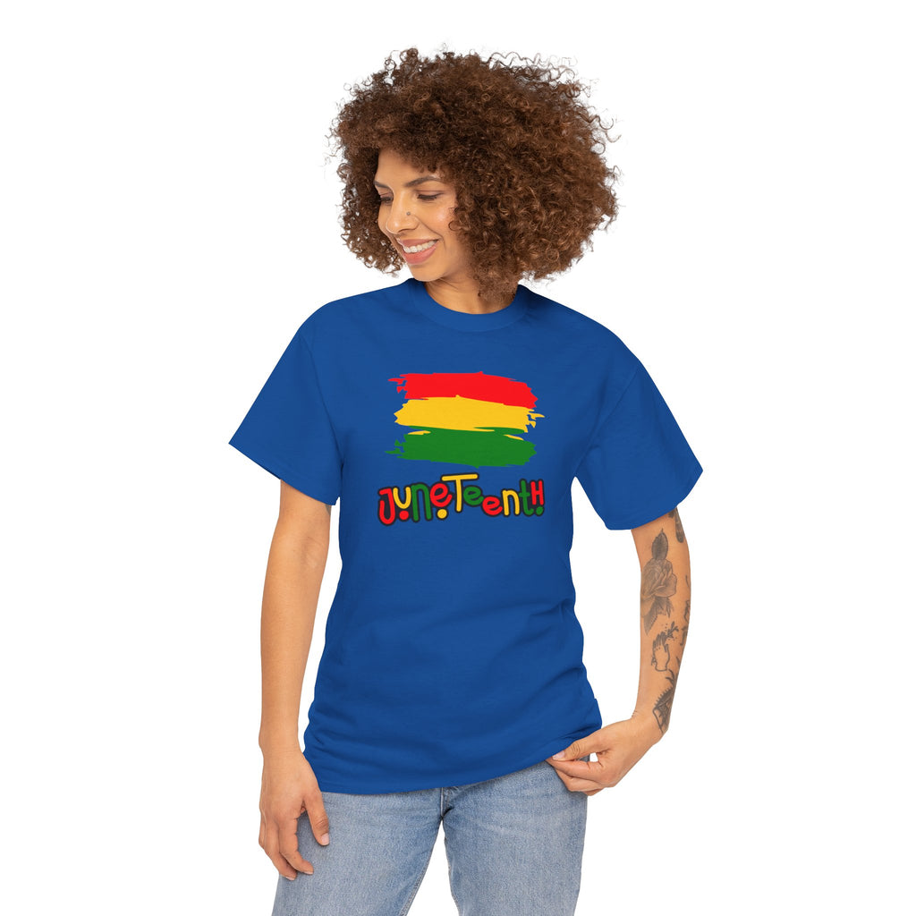 Juneteenth Graphic Tee — Rasta Flag Brushstroke Design