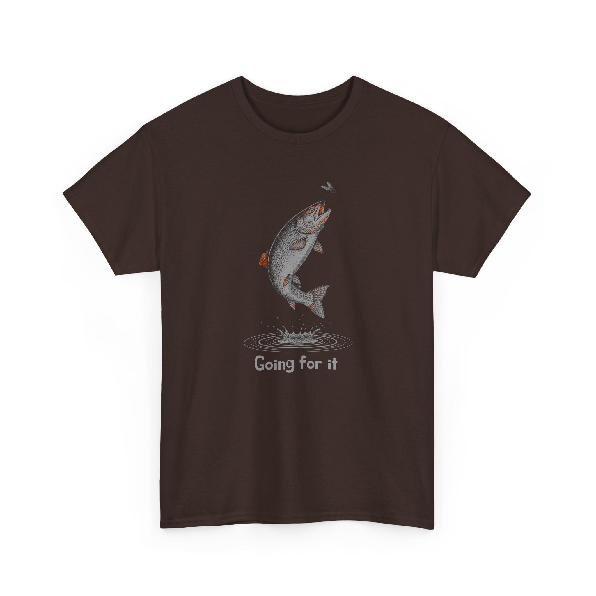 Fishing T‑Shirt — Leaping Trout 'Going for it' Graphic Tee