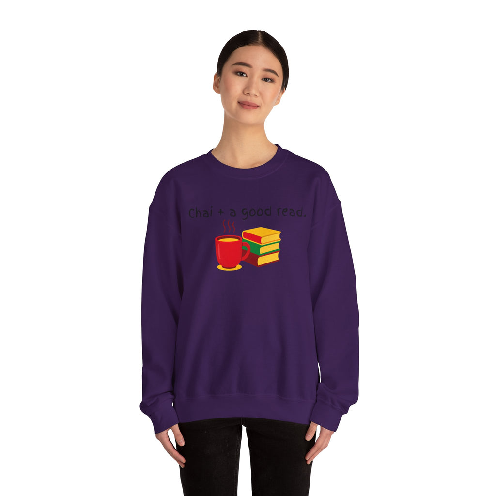 Cozy Reading Sweatshirt — "Chai + a Good Read" Crewneck