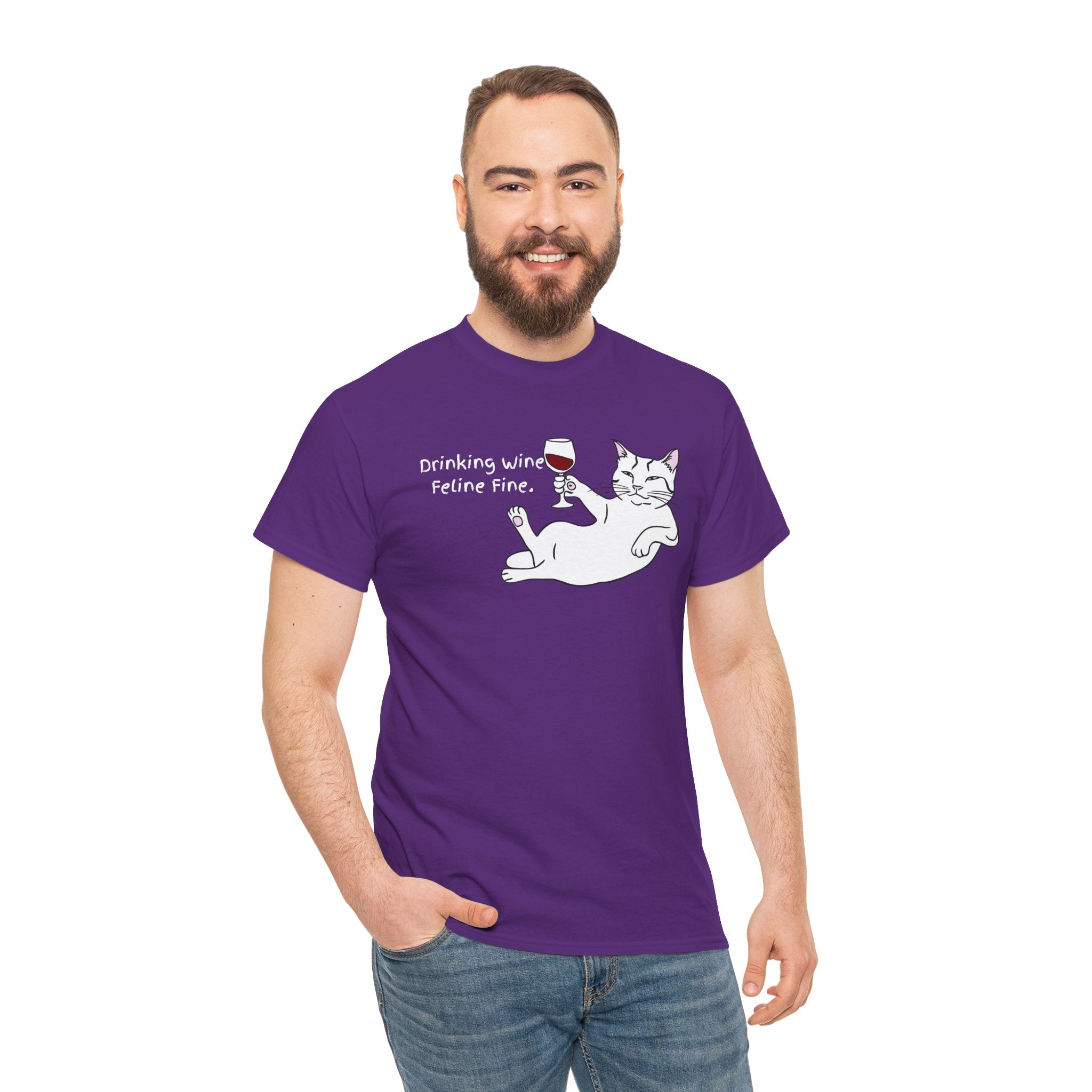 Drinking Wine, Feline Fine Cat Tee