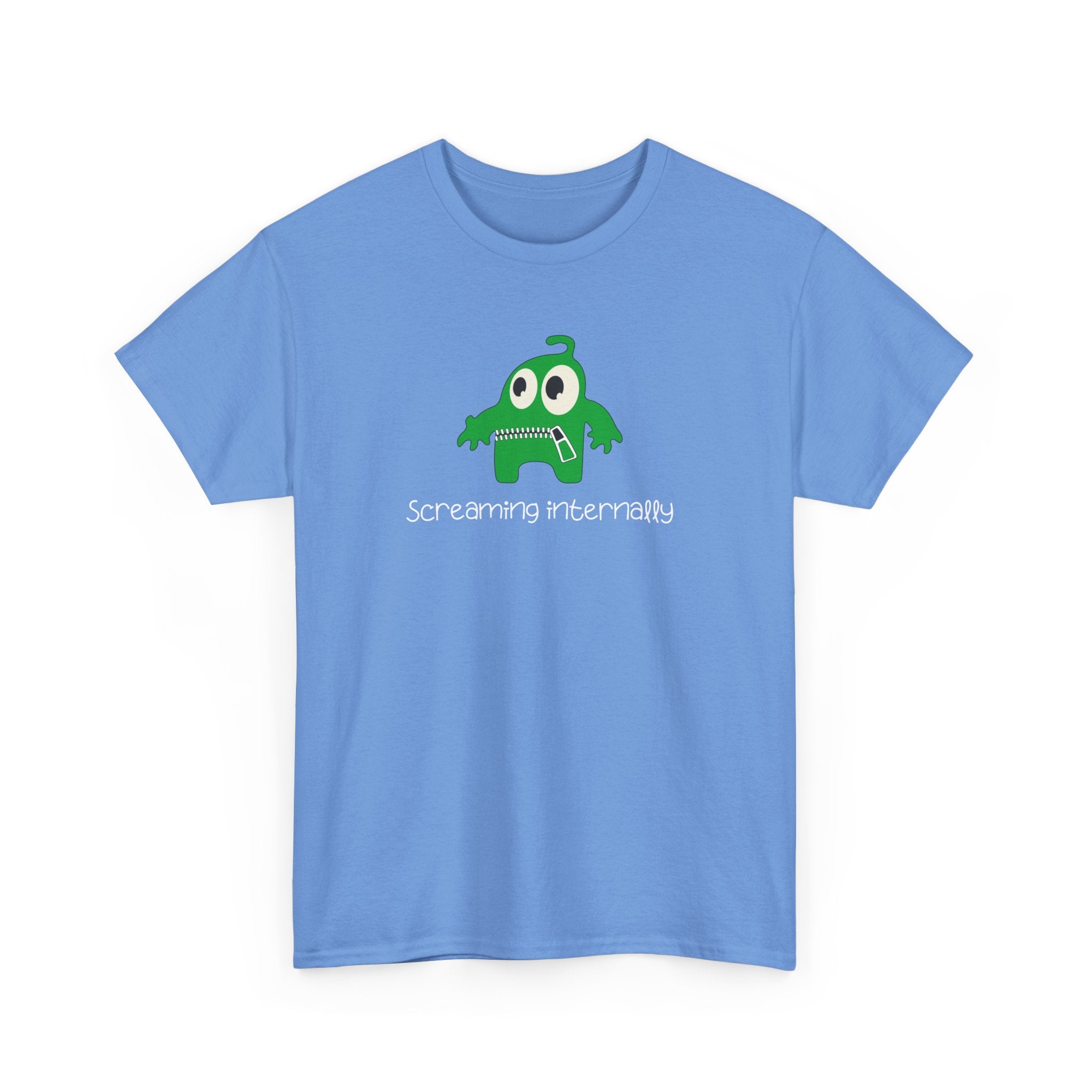 Screaming Internally Tee — Cute Green Monster Graphic Shirt
