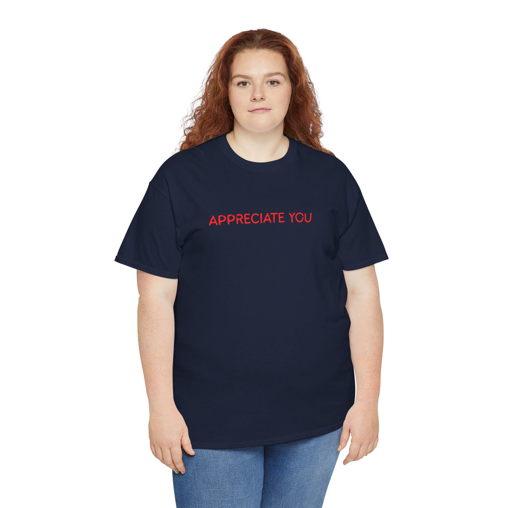 Appreciate You Tee – Minimalist Red Text Graphic T‑Shirt