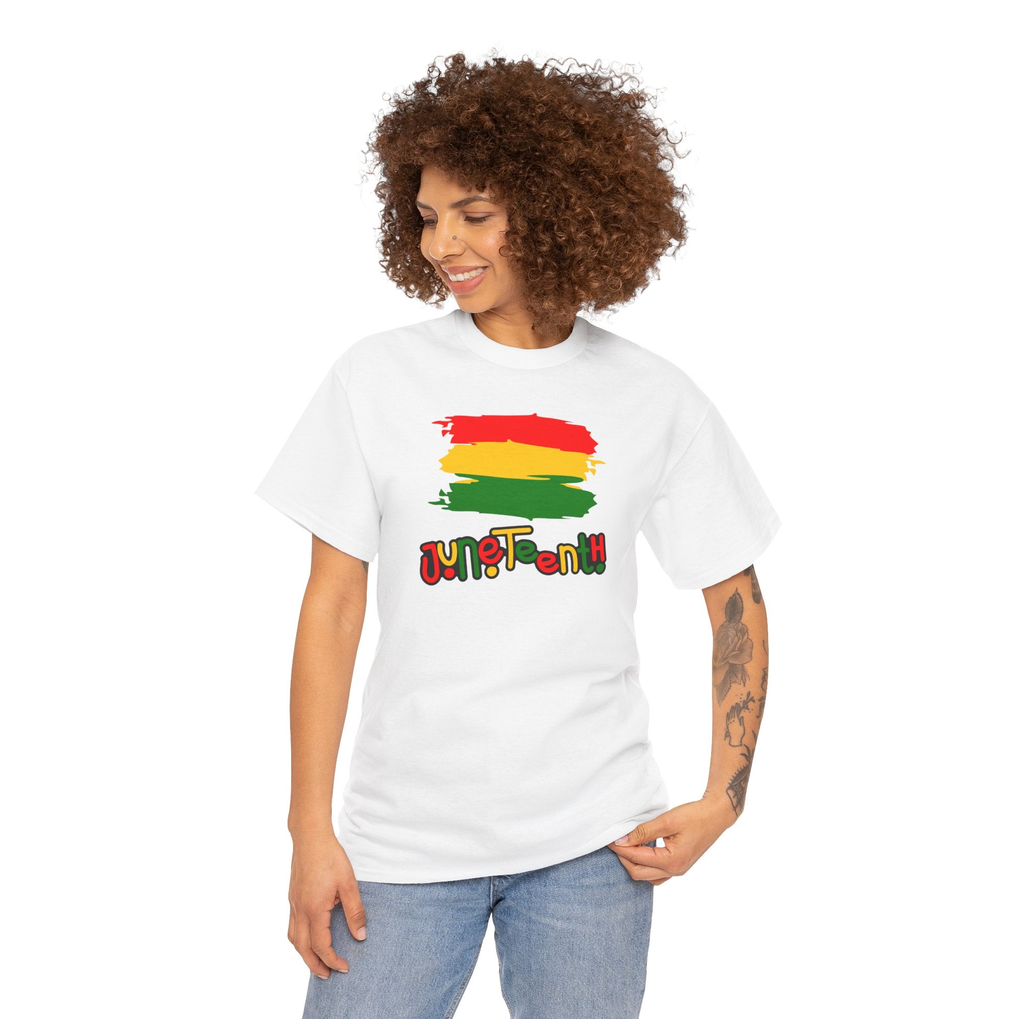 Juneteenth Graphic Tee — Rasta Flag Brushstroke Design