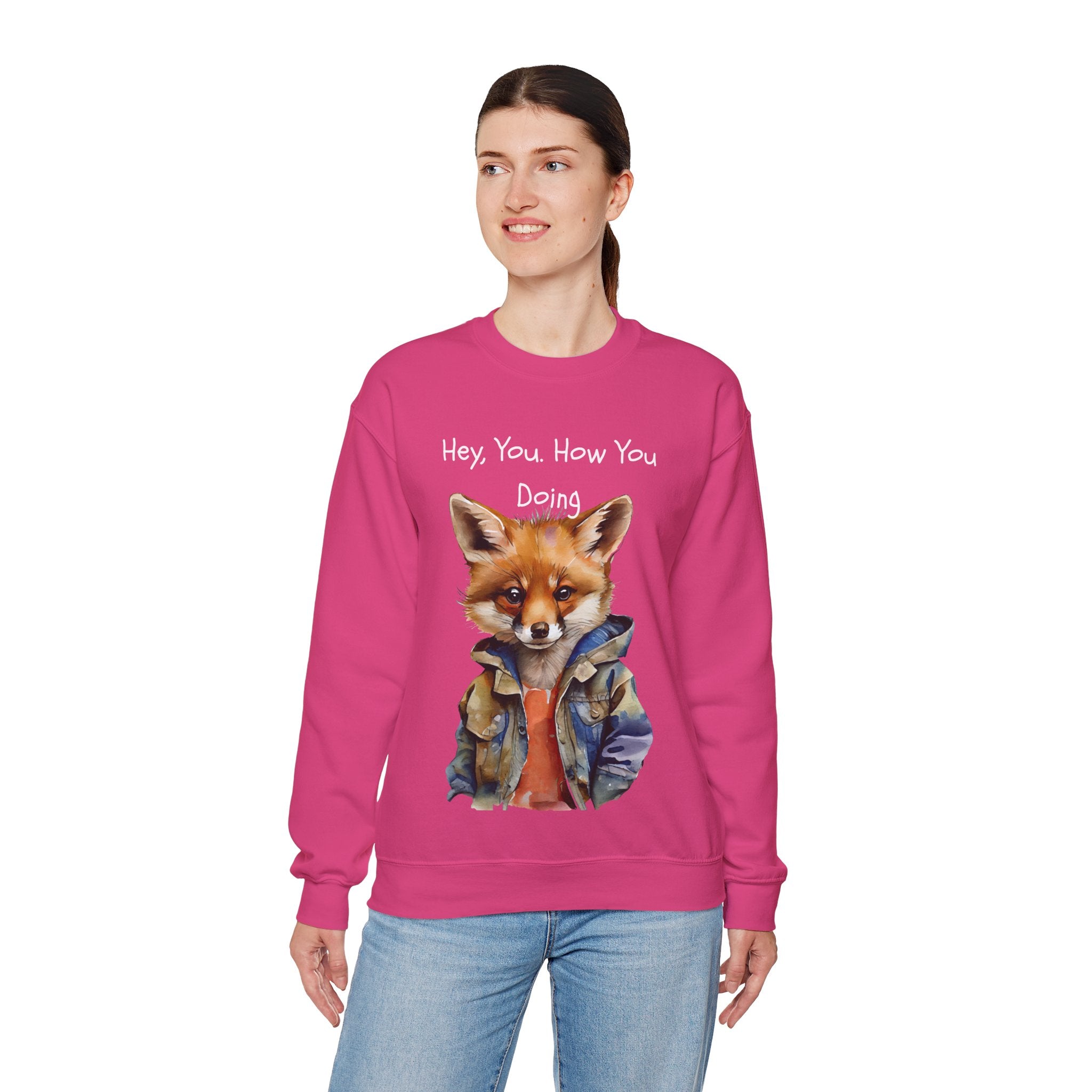 Fox Graphic Crewneck Sweatshirt — "Hey, You. How You Doing" Cozy Pullover