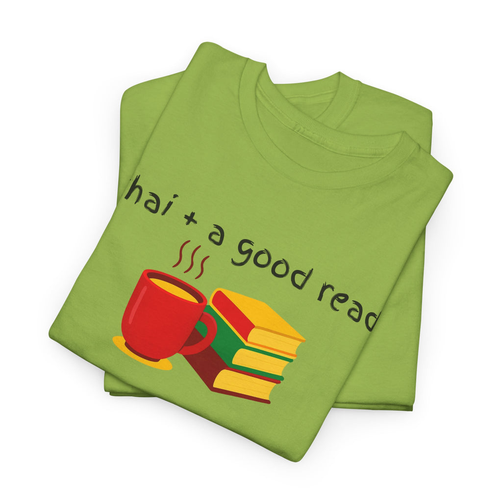 Chai + A Good Read T-Shirt — Tea & Books Graphic Tee for Book Lovers