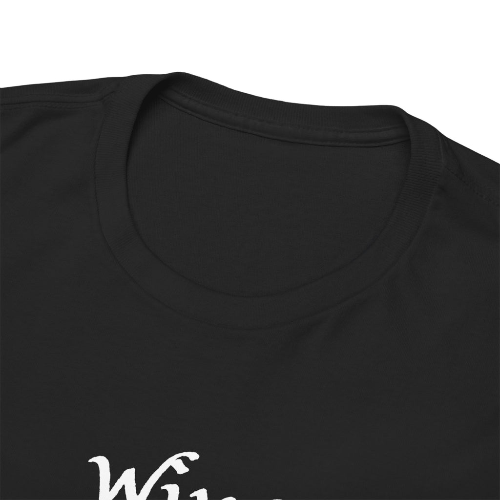 Wine Graphic Tee — Minimalist Small Chest 'wine' Text T‑Shirt