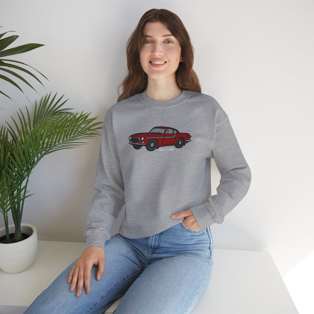 Classic Red Muscle Car Sweatshirt — “let’s ride” Crewneck