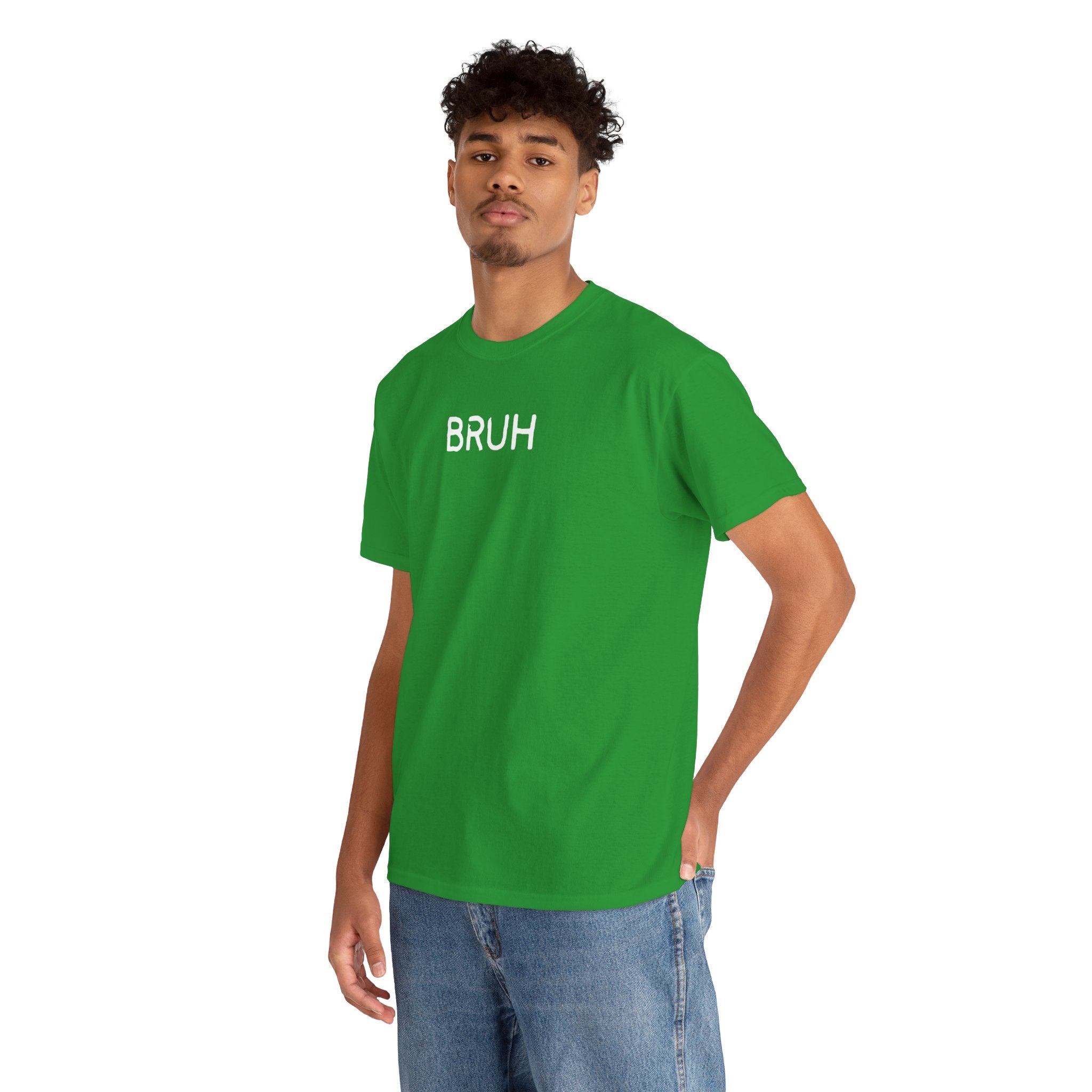 Bruh Minimalist Graphic Tee — Casual Streetwear Shirt with Small Chest Text