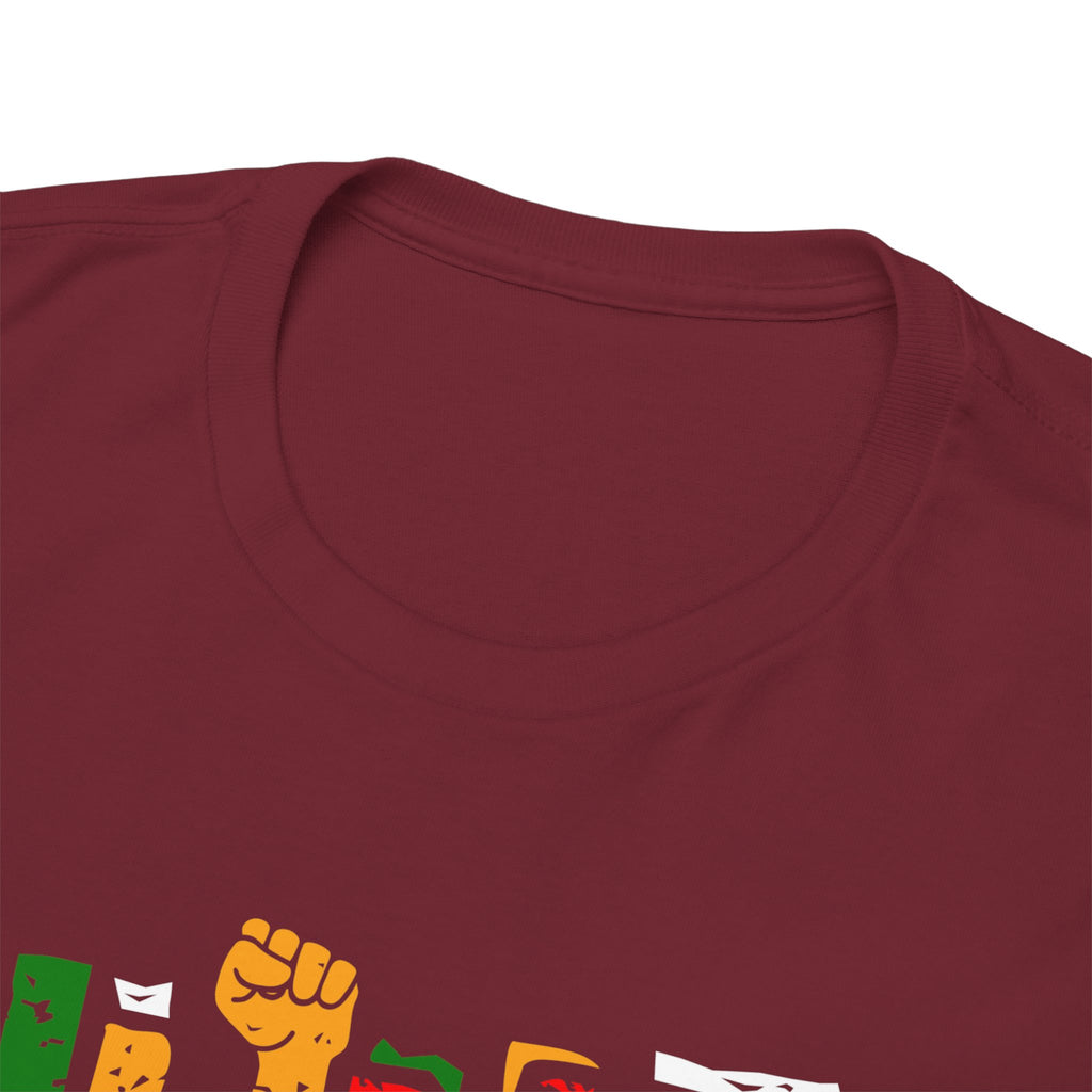 Juneteenth Celebration T-Shirt — "Made Us Stronger" Floral Block Letter Tee
