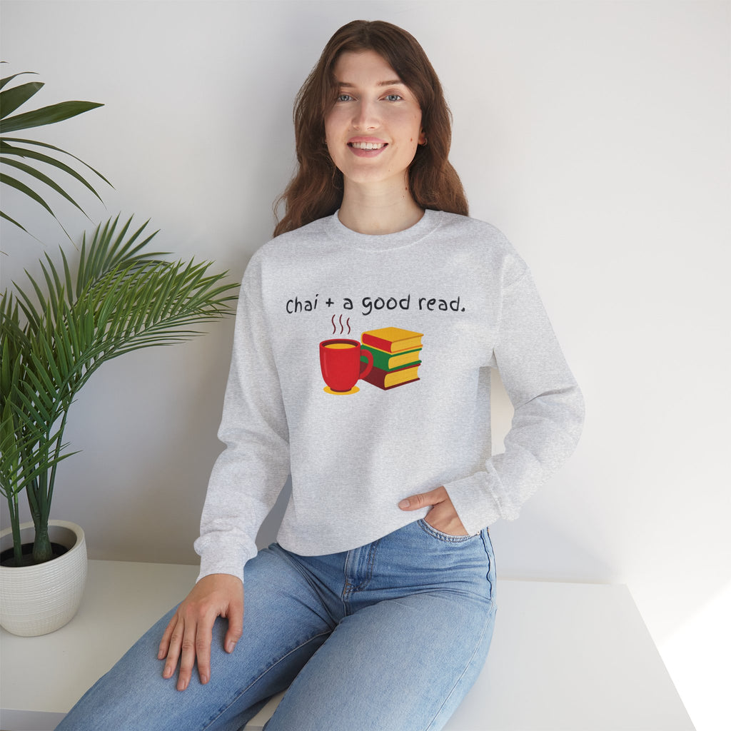 Cozy Reading Sweatshirt — "Chai + a Good Read" Crewneck