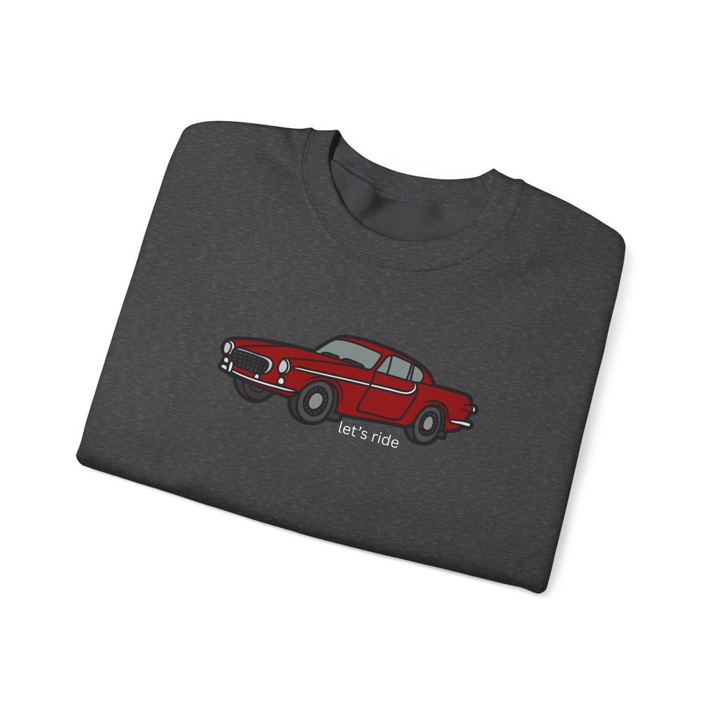 Classic Red Muscle Car Sweatshirt — “let’s ride” Crewneck