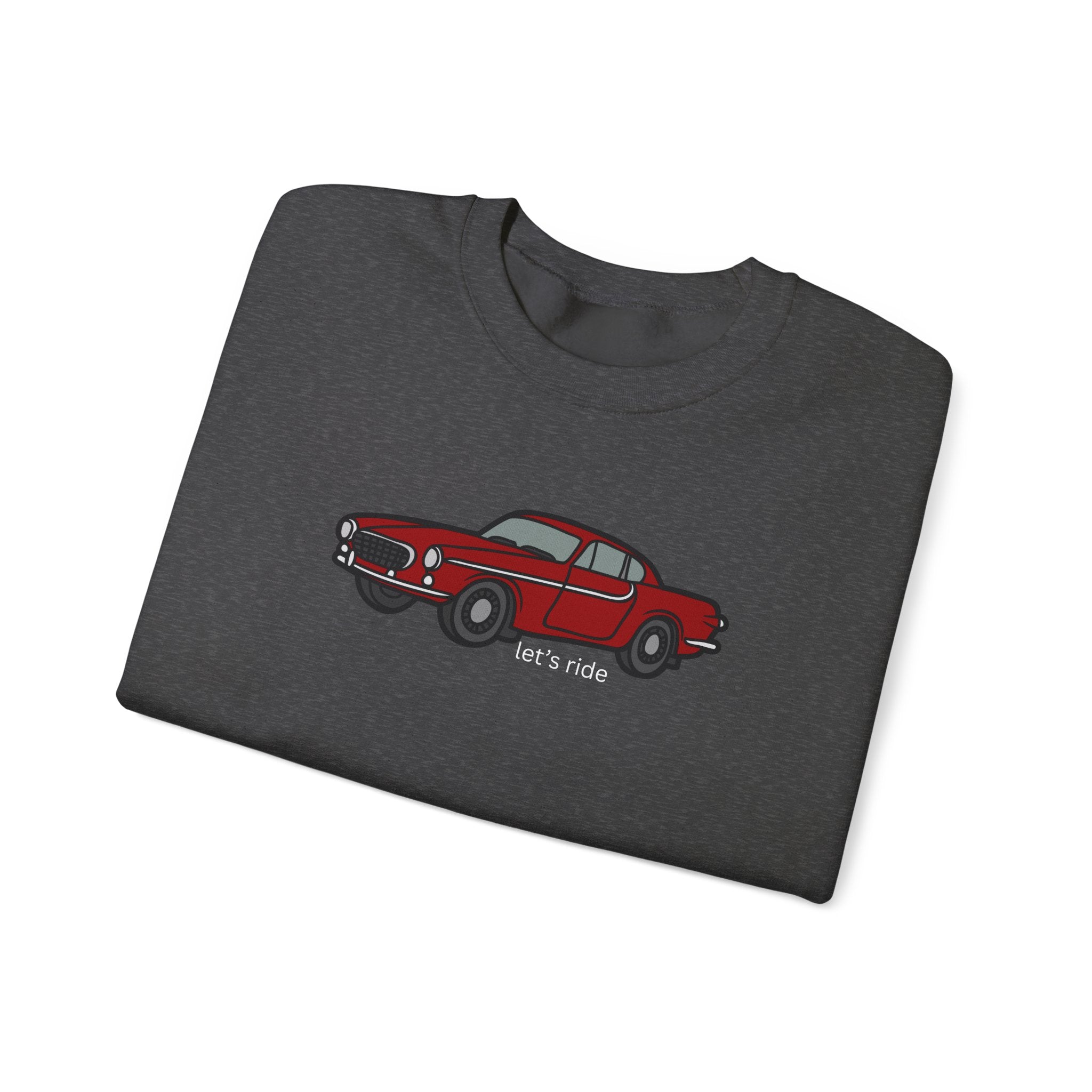 Classic Red Muscle Car Sweatshirt — “let’s ride” Crewneck