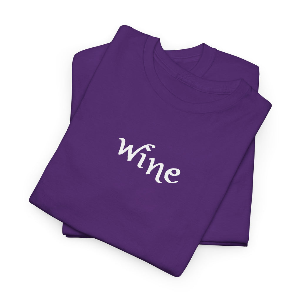 Wine Graphic Tee — Minimalist Small Chest 'wine' Text T‑Shirt