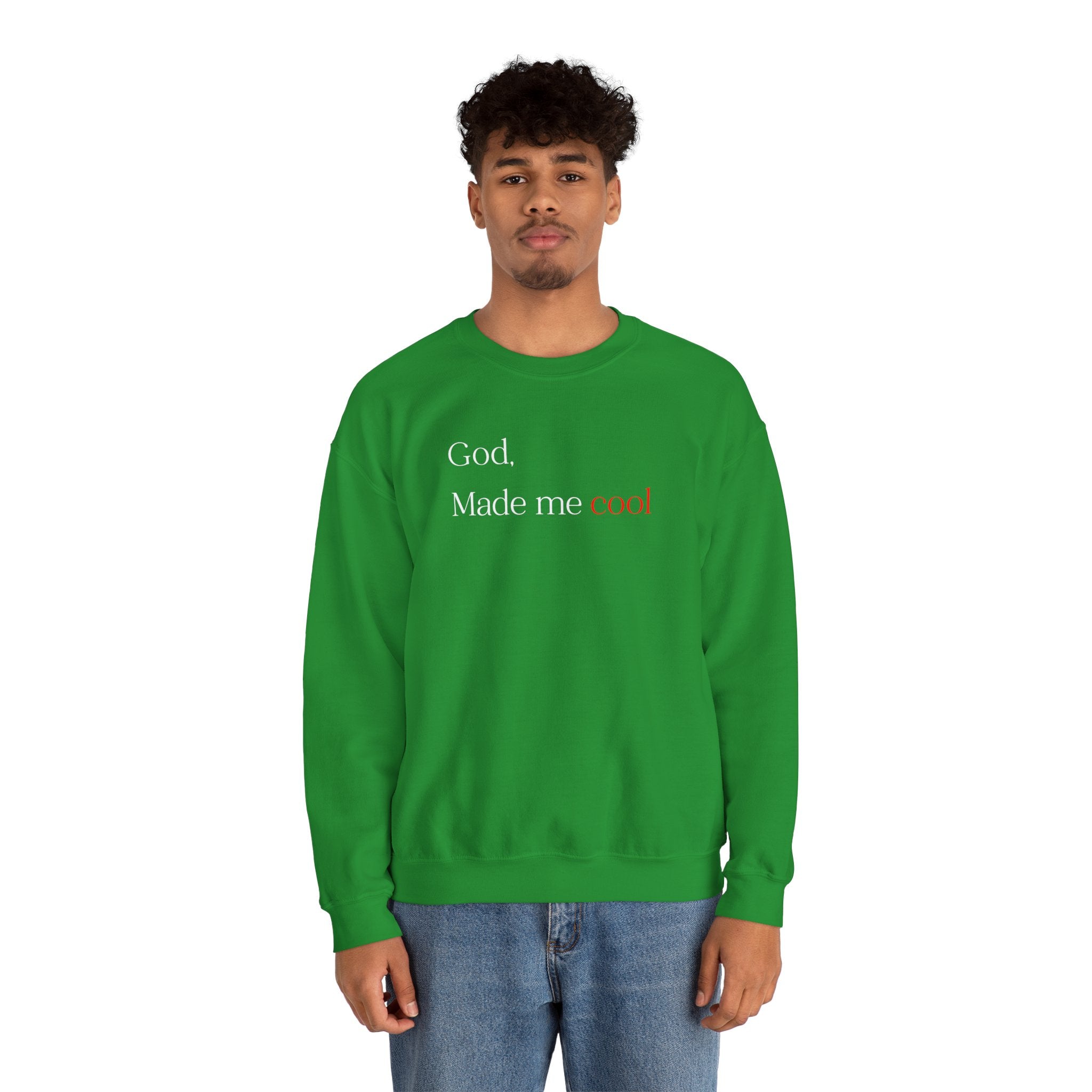 Sweatshirt — "God. Made Me Cool" Minimal Faith Crewneck