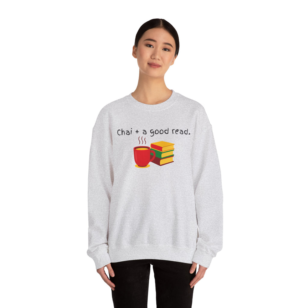 Cozy Reading Sweatshirt — "Chai + a Good Read" Crewneck
