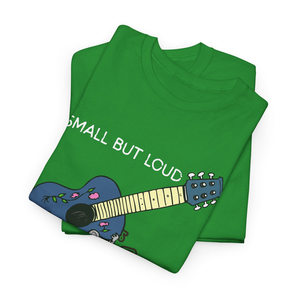 T-Shirt — "Small But Loud" Cute Mouse with Guitar Graphic