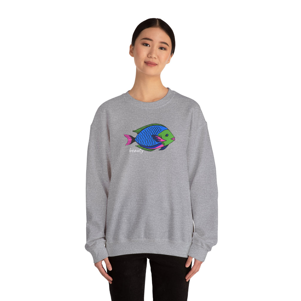 Fish Graphic Sweatshirt — Neon Tropical Fish 'beauty' Crewneck