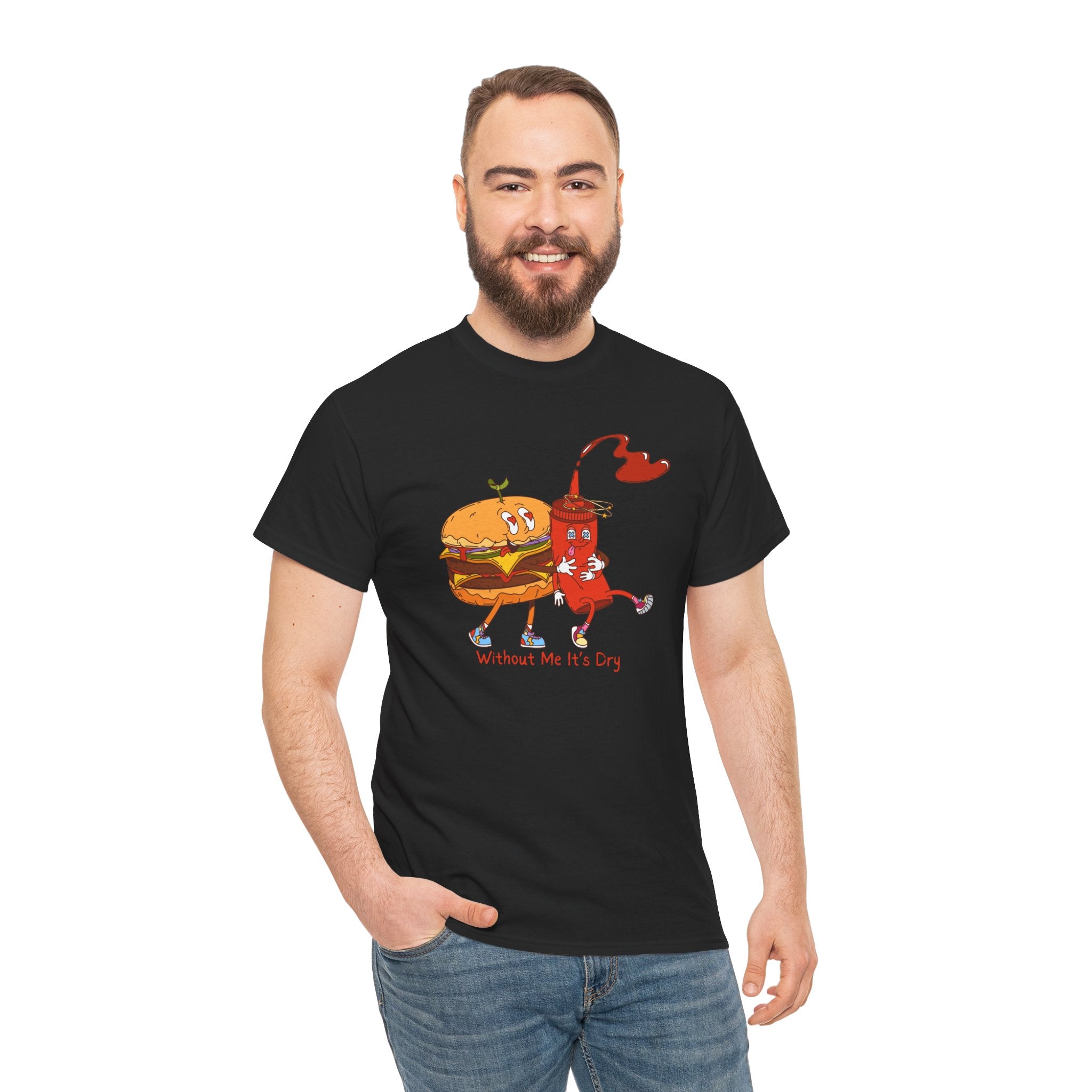 Ketchup & Burger Besties Tee — "Without Me, He’s Dry" Funny Food Couple T-Shirt