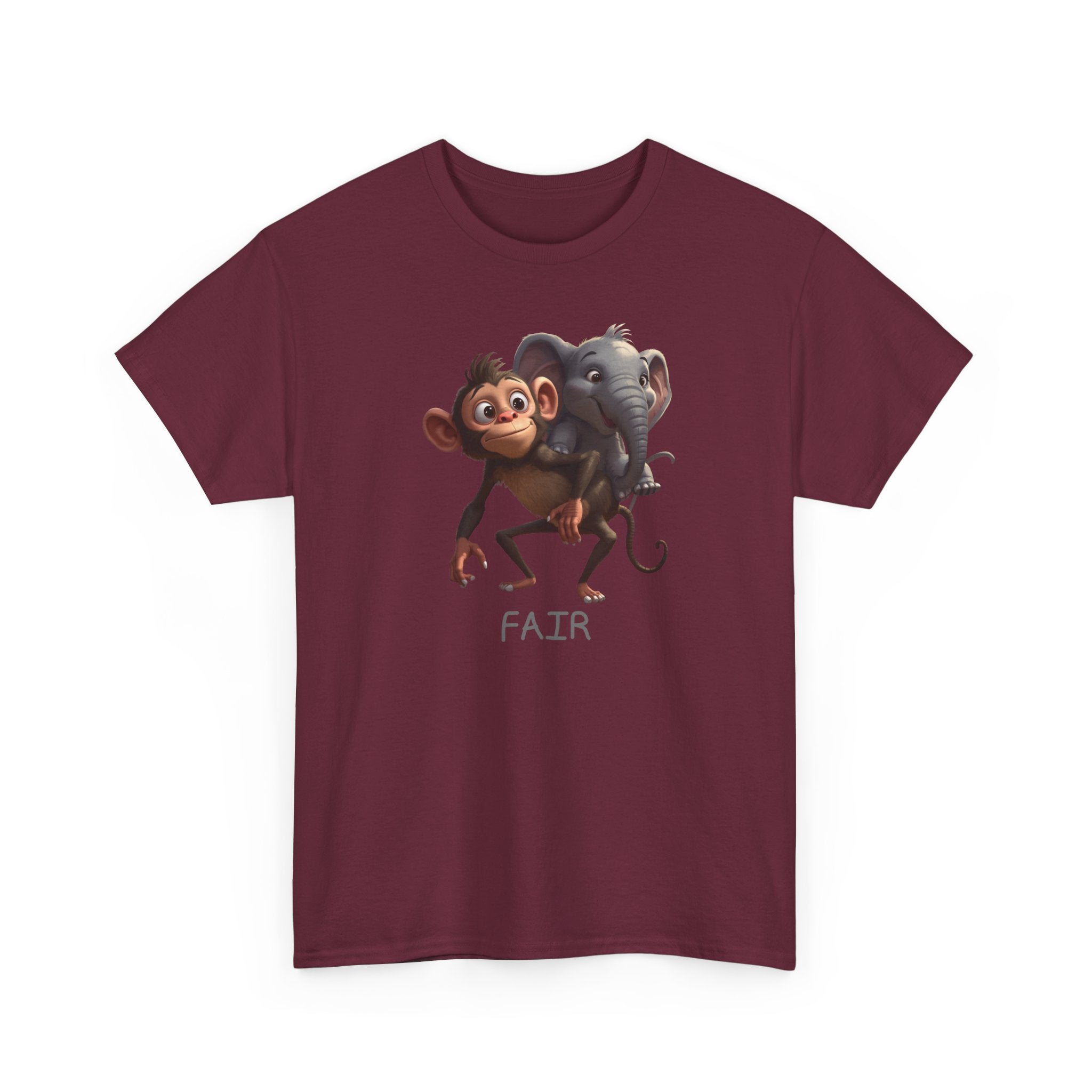 Monkey and Elephant 'Fair' Graphic Tee — Cute Animal Friendship T-Shirt