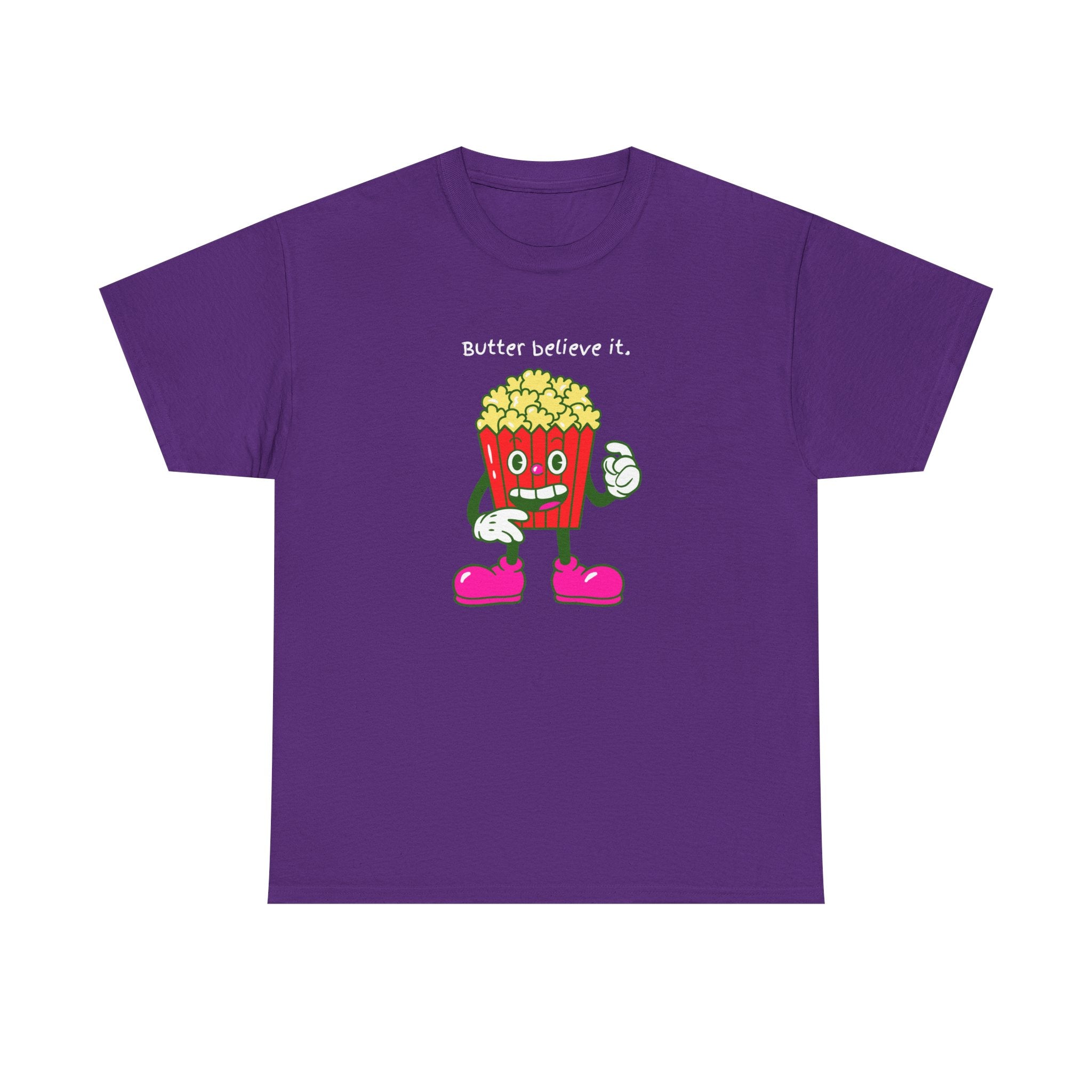 Butter Believe It Popcorn Tee — Cute Retro Snack Cartoon T-Shirt