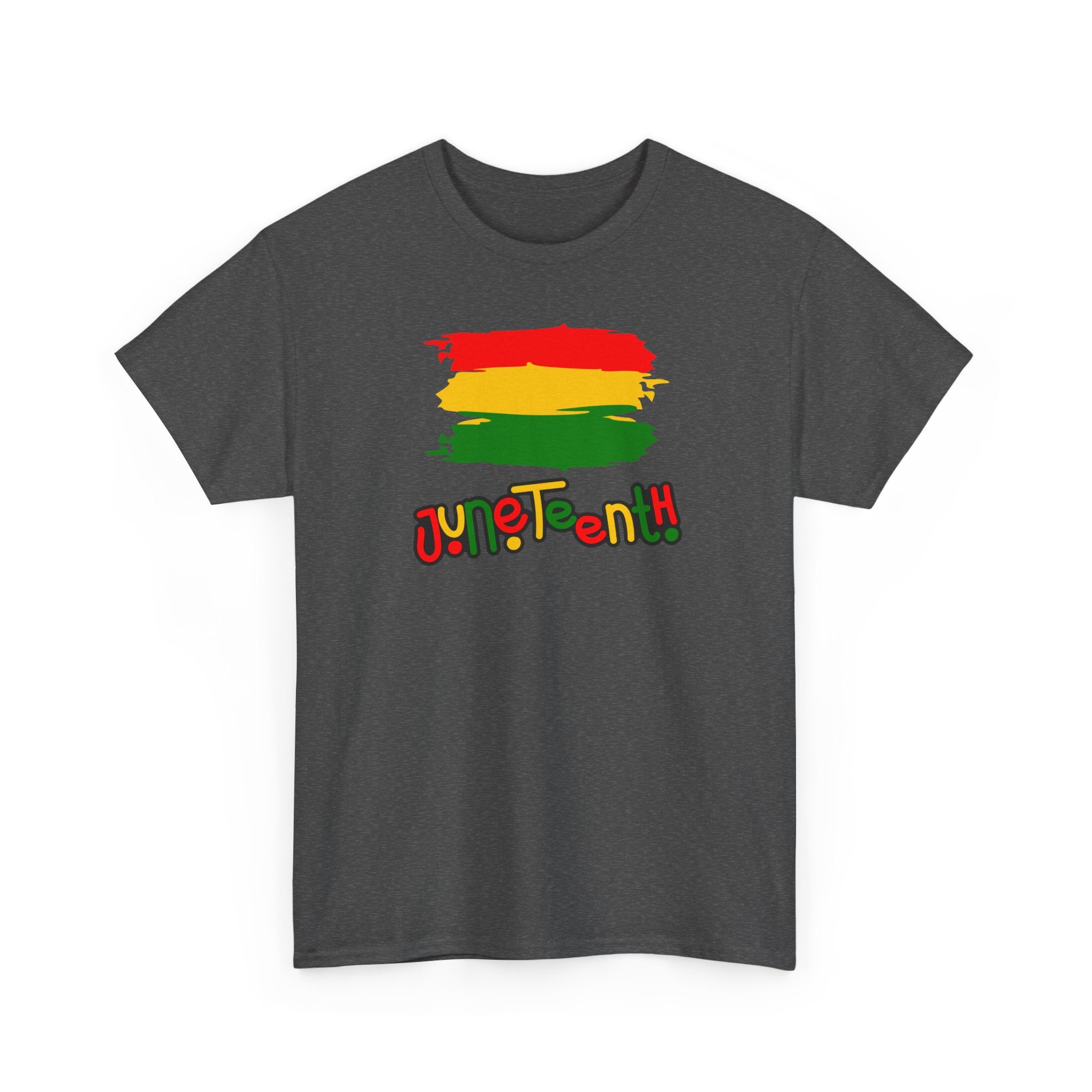 Juneteenth Graphic Tee — Rasta Flag Brushstroke Design