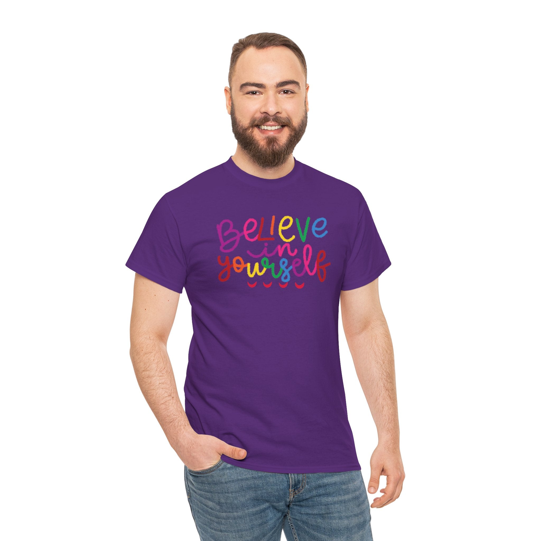 Believe in Yourself Tee — Rainbow Inspirational Motivational Shirt