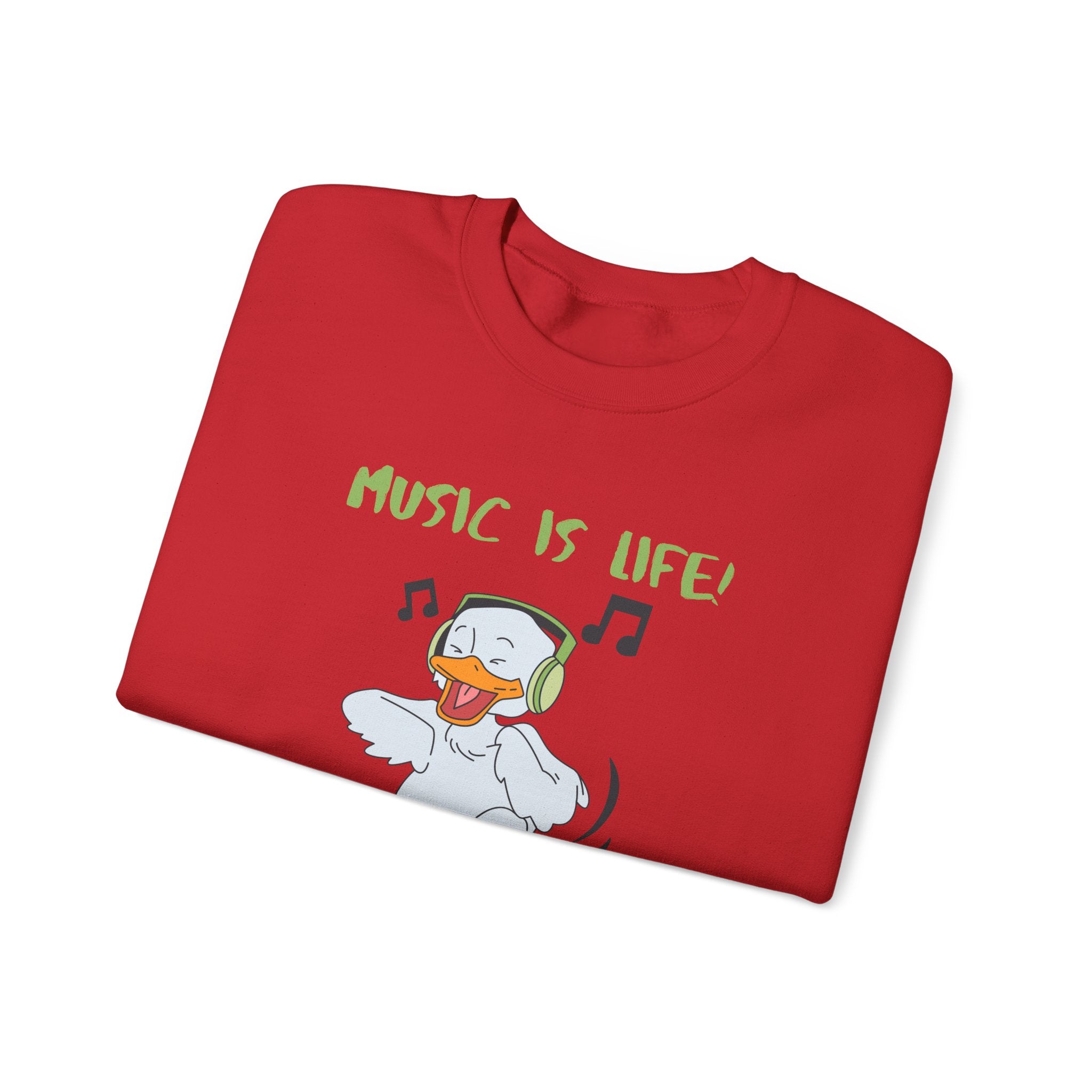 Music Is Life Duck Crewneck Sweatshirt – Cute DJ Duck Graphic Pullover