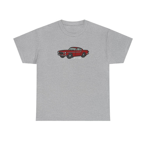 Classic Red Mustang Tee — "let's ride" Vintage Car T-Shirt