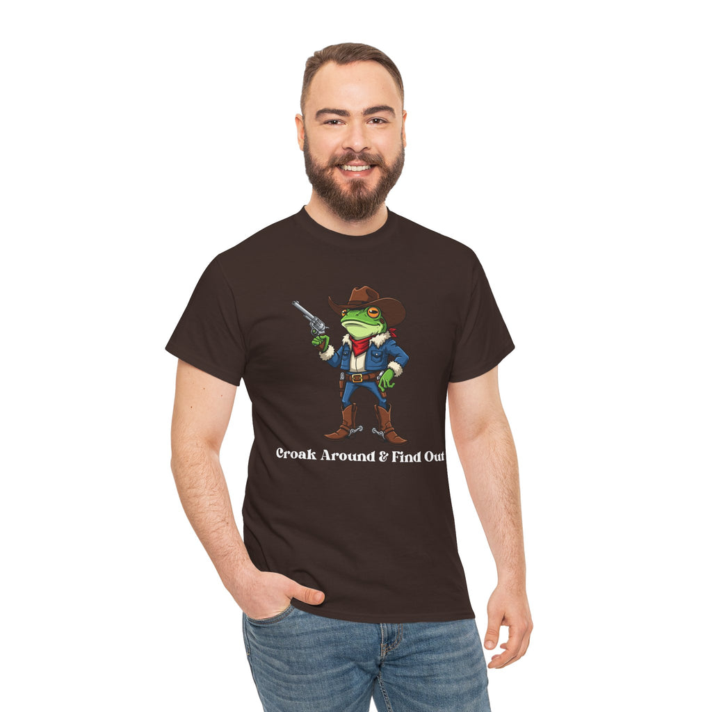 Cowboy Frog T-Shirt - "Croak Around & Find Out" Funny Western Graphic Tee