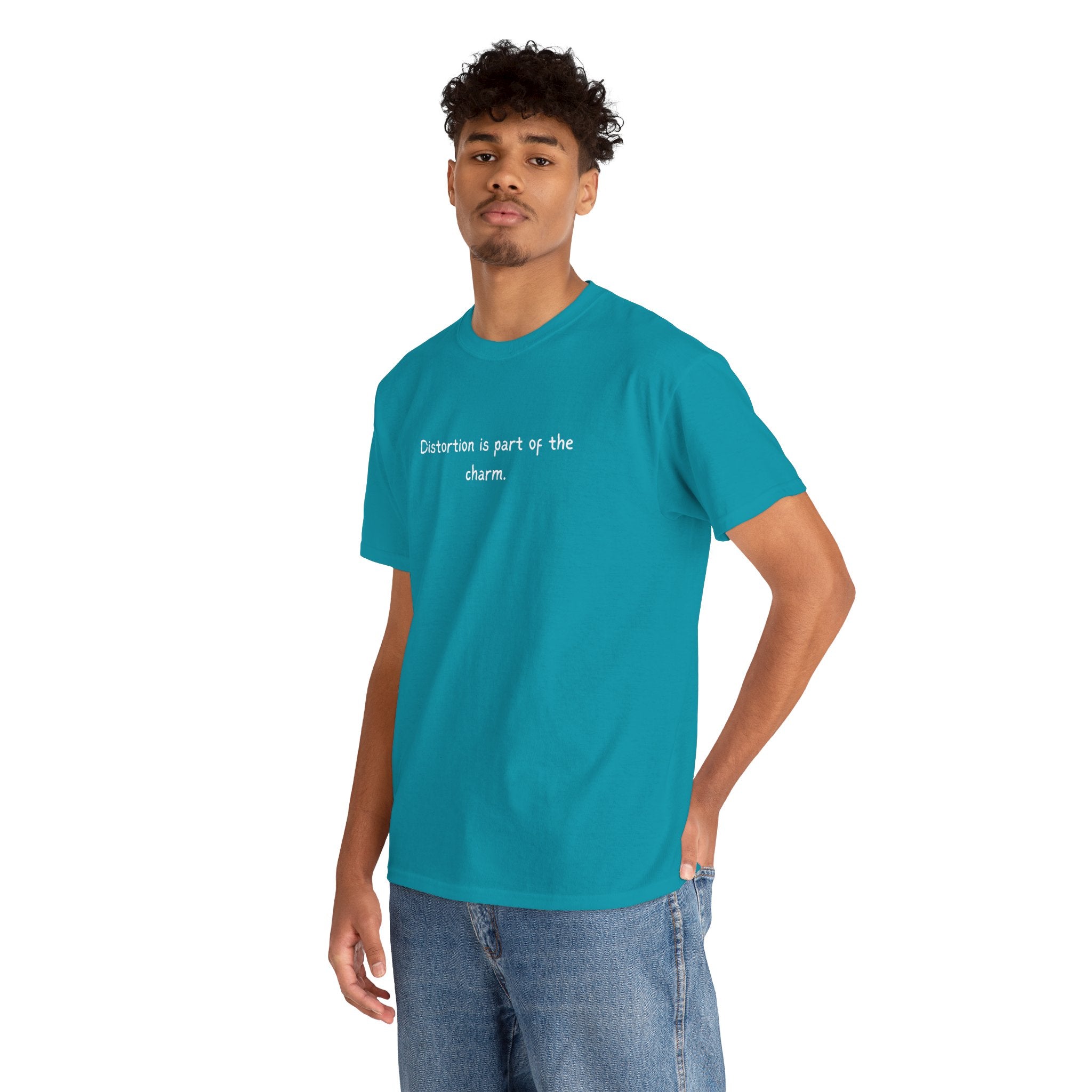 T-Shirt — "Distortion is part of the charm." Minimalist Black Graphic Tee