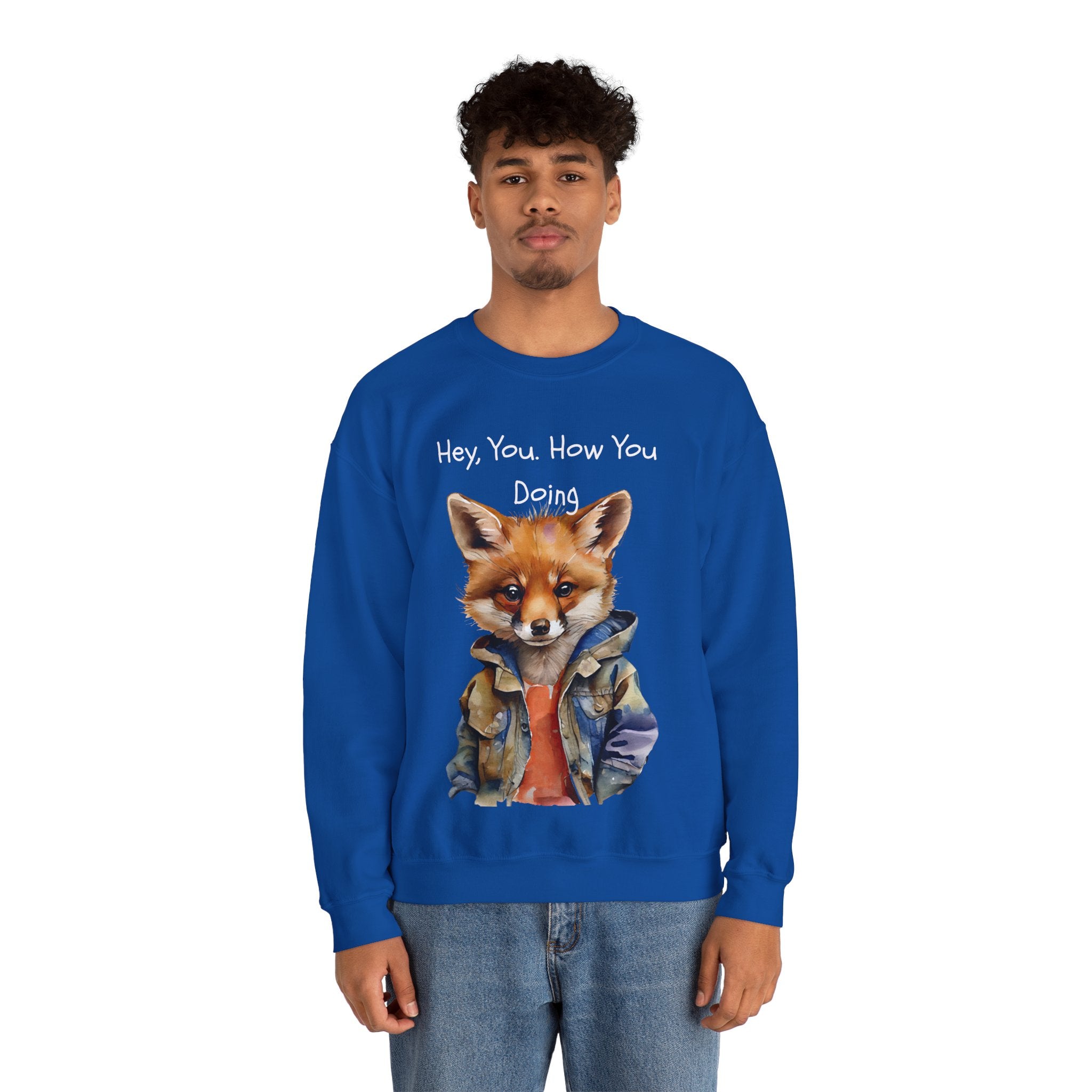 Fox Graphic Crewneck Sweatshirt — "Hey, You. How You Doing" Cozy Pullover