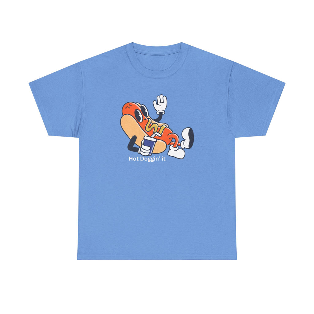 Hot Dog Character T‑Shirt – Retro Cartoon Dancing Sausage Tee