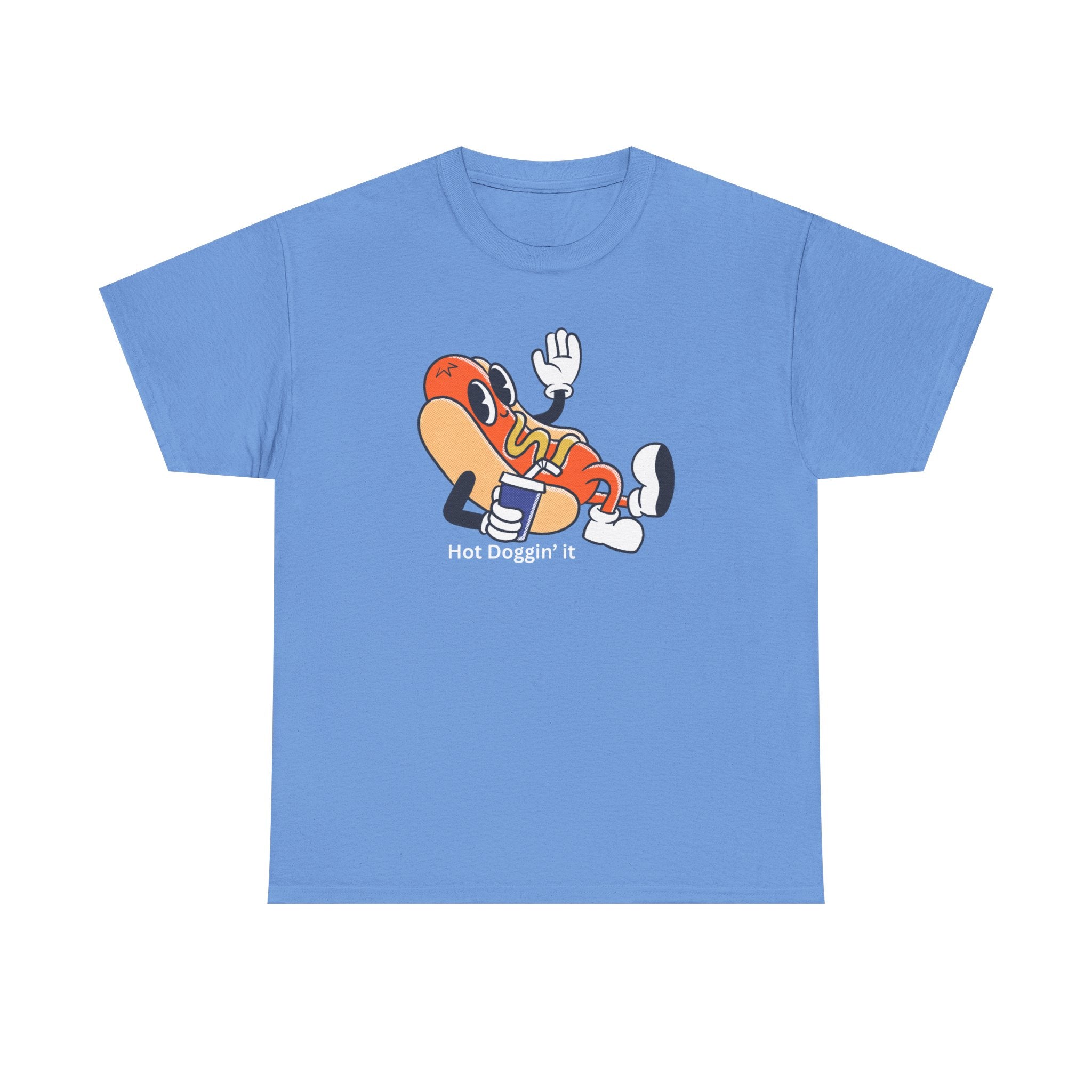 Hot Dog Character T‑Shirt – Retro Cartoon Dancing Sausage Tee